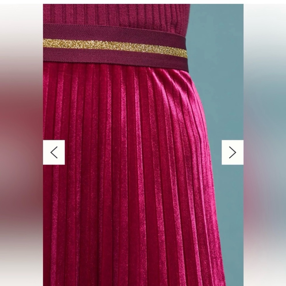 Anthropologie Mauve Pleated Velvet Skirt